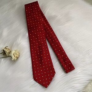 Men's Ike Behar New York Red Silk Neck Tie made in USA Multicolor Dots Geometric